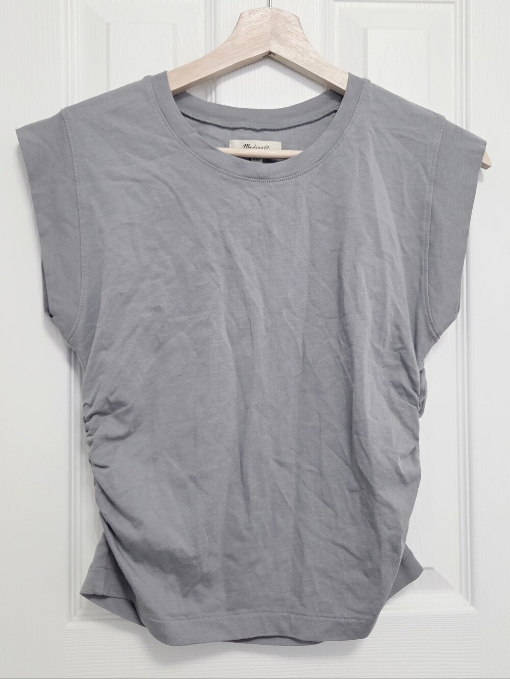 [nwt] madewell side cinch ruched crew neck muscle tee